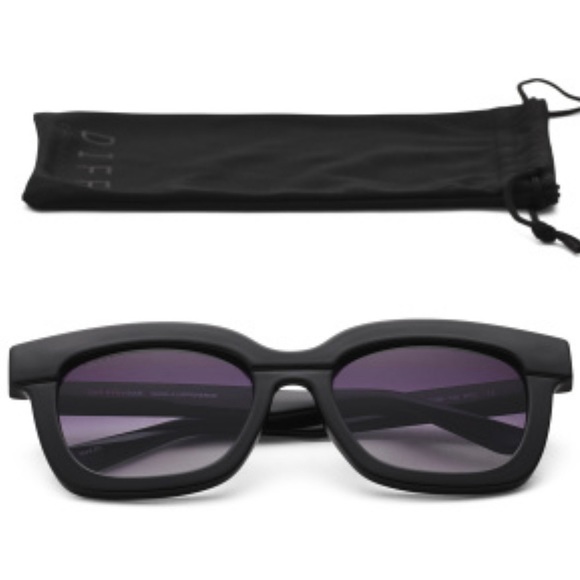 DIFF Makay Sunglasses Black Frames Grey Gradient Lenses Square Oversized - Picture 6 of 8